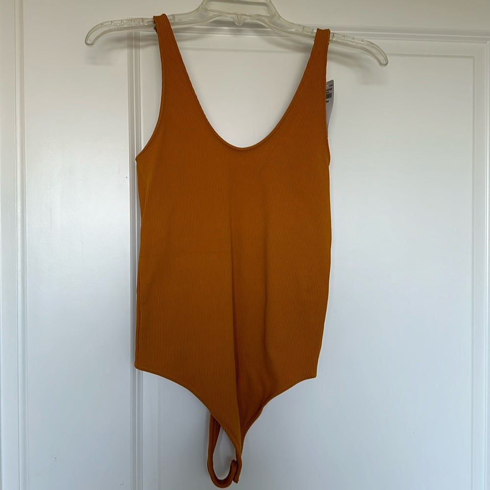 Yellow Ribbed Abercrombie and Fitch Bodysuit